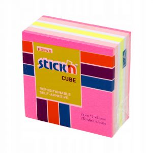 Karteczki samoprzylepne Stick'n 51x51mm, 250szt różowe